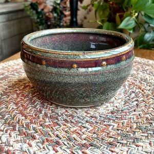Artisan Brown and Green Ceramic Bowl